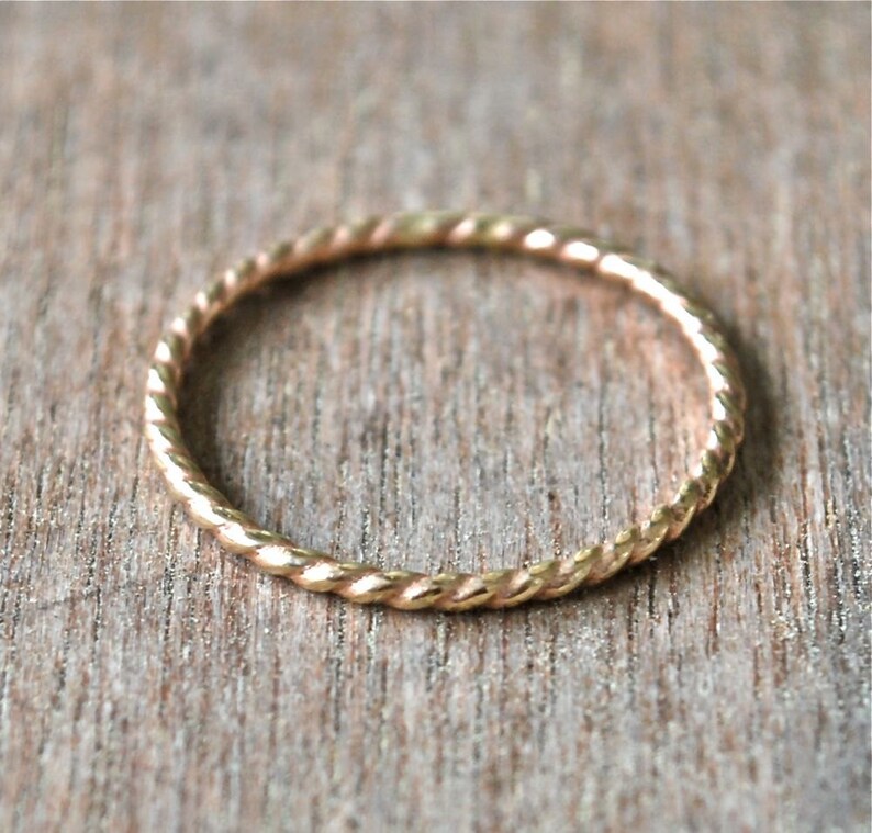 Thin Twisted Rope Band 14k solid yellow gold twist band - Recycled Gold