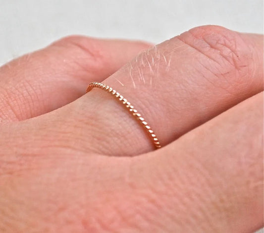 Twisted Rope Band Delicate Ring Gold Recycled 14k Gold Twist Stack Ring