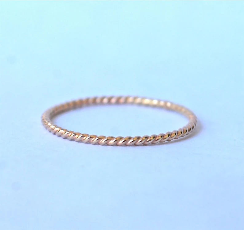 Twisted Rope Band Delicate Ring Gold Recycled 14k Gold Twist Stack Ring