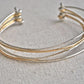 Skinny Thin Shiny Hammered Mixed Metal Forged Bracelet Statement Silver and Gold Skinny Bangle Stack