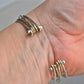 Skinny Thin Shiny Hammered Mixed Metal Forged Bracelet Statement Silver and Gold Skinny Bangle Stack