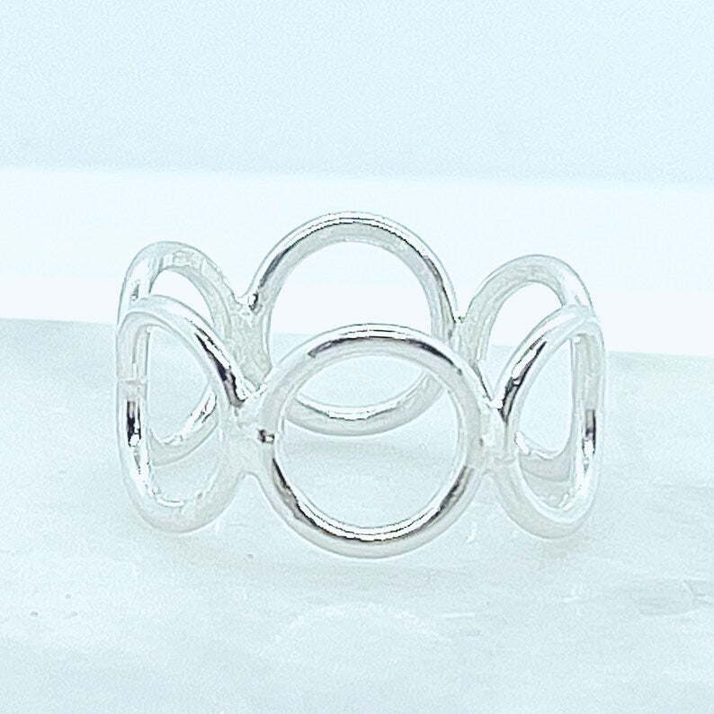 Infinity Circle Band 14k Yellow or White Gold or Sterling Silver