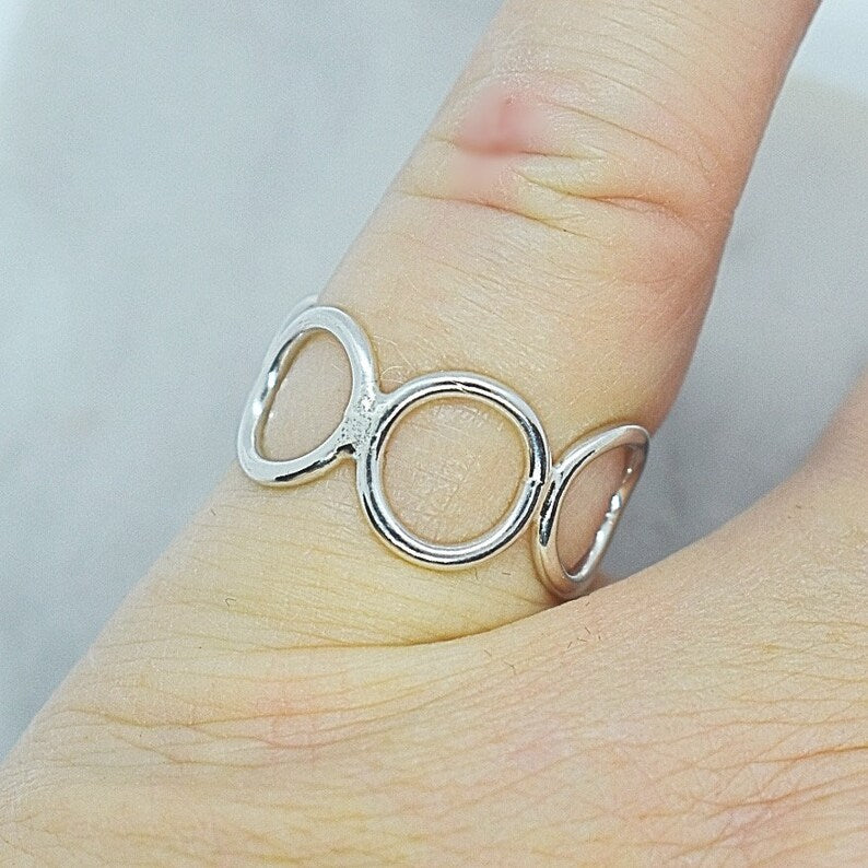 Infinity Circle Band 14k Yellow or White Gold or Sterling Silver