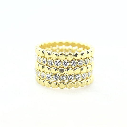 Diamond Beaded Stack Set 14k Gold Made to Order Handcrafted Ring Eternity Bands