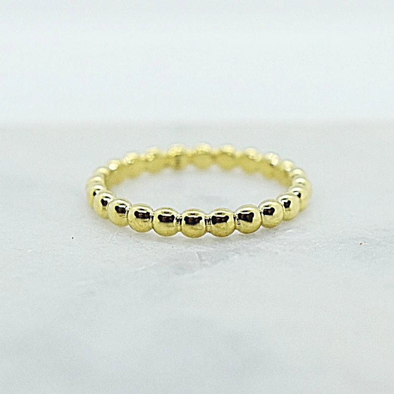 14k Yellow Gold Beaded Band