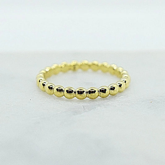 14k Yellow Gold Beaded Band