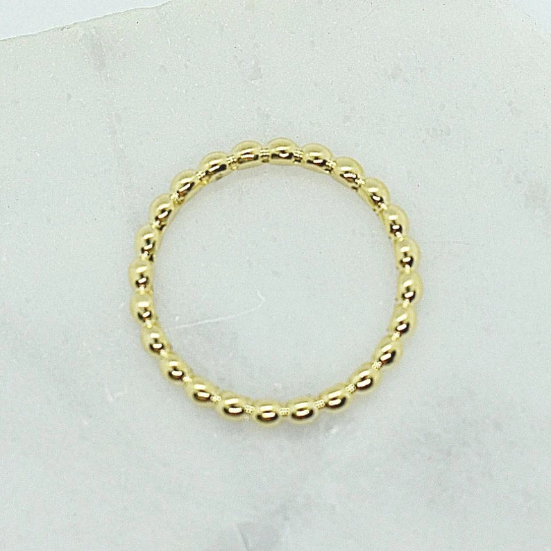 14k Yellow Gold Beaded Band