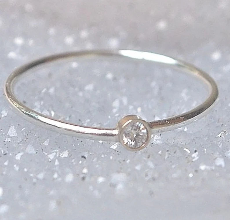 Diamond Ring 14k Gold Diamond Stacking Ring April Birthstone Diamond 14k White Gold Ring