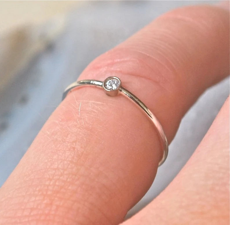 Diamond Ring 14k Gold Diamond Stacking Ring April Birthstone Diamond 14k White Gold Ring