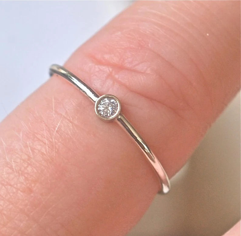 Diamond Ring 14k Gold Diamond Stacking Ring April Birthstone Diamond 14k White Gold Ring