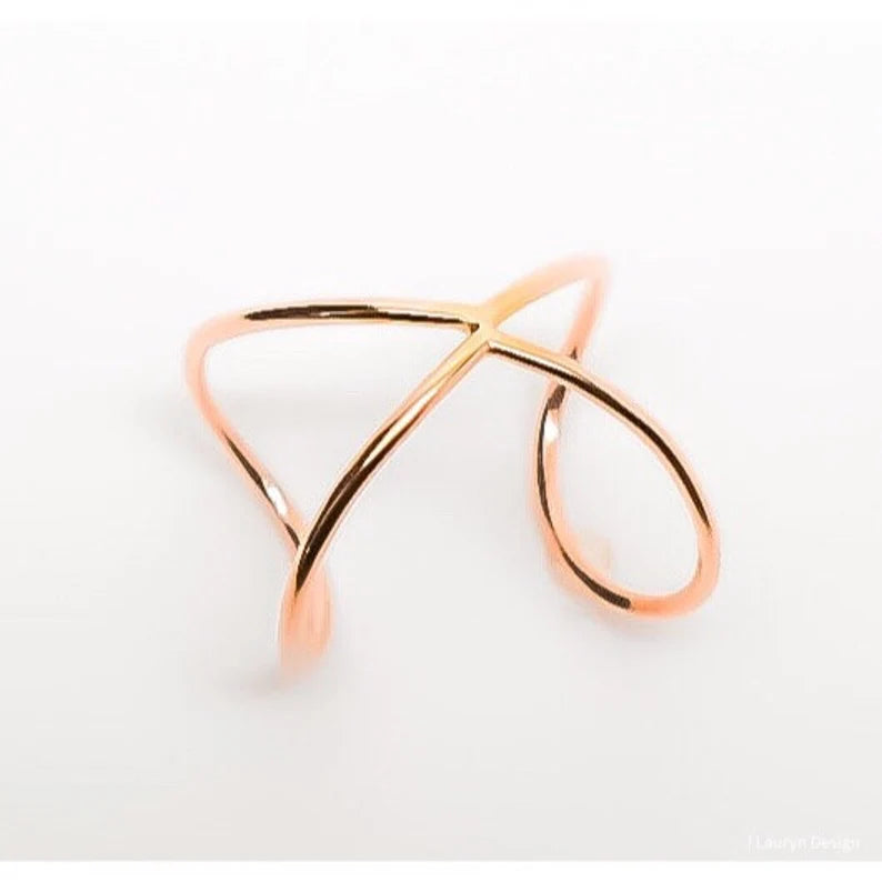 X Ring Gold X Criss Cross Ring Infinity Ring Adjustable Negative Space Ring