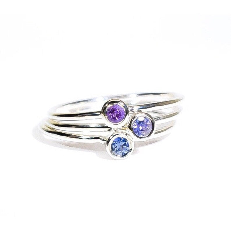 14k Gold Stack Ring Purple Tanzanite Stack Ring Made to Order in Sterling or 14k Gold Birthstone Nesting Ring