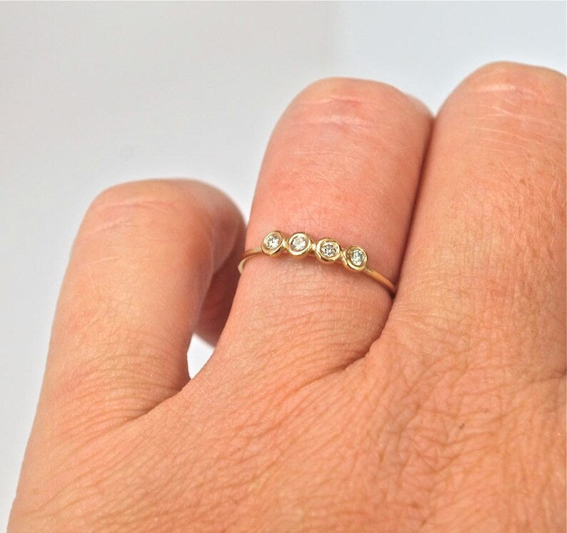 Stack Ring-Mother Ring-Diamond Pebble Stack Ring-Multistone Ring-Birthstone Stack Ring-Diamond Bubble Band-Diamond Cluster Ring