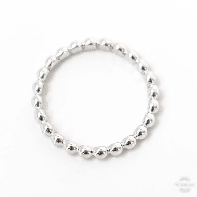 14k White Gold Beaded Band