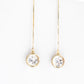 Yellow Gold 18k Threader Earrings 2 carat White Topaz