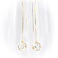 Yellow Gold 18k Threader Earrings 2 carat White Topaz