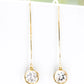 Yellow Gold 18k Threader Earrings 2 carat White Topaz