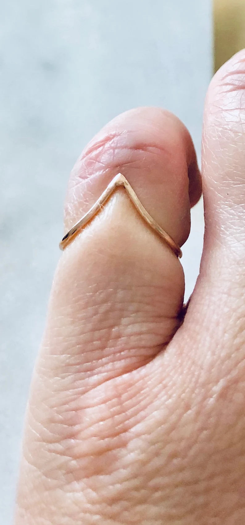 V Ring 14k Gold Chevron Band Ring Midi Ring