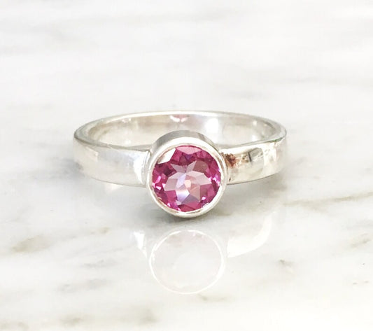 Topaz Ring, Topaz Engagement Ring, Pink Topaz Statement Ring, October Birthstone Ring, Woman Pink Topaz Ring, Gift for Her, Precious Topaz