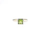 14k White Gold 6mm Princess Cut Peridot Tapered Bezel Ring