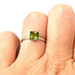 14k White Gold 6mm Princess Cut Peridot Tapered Bezel Ring