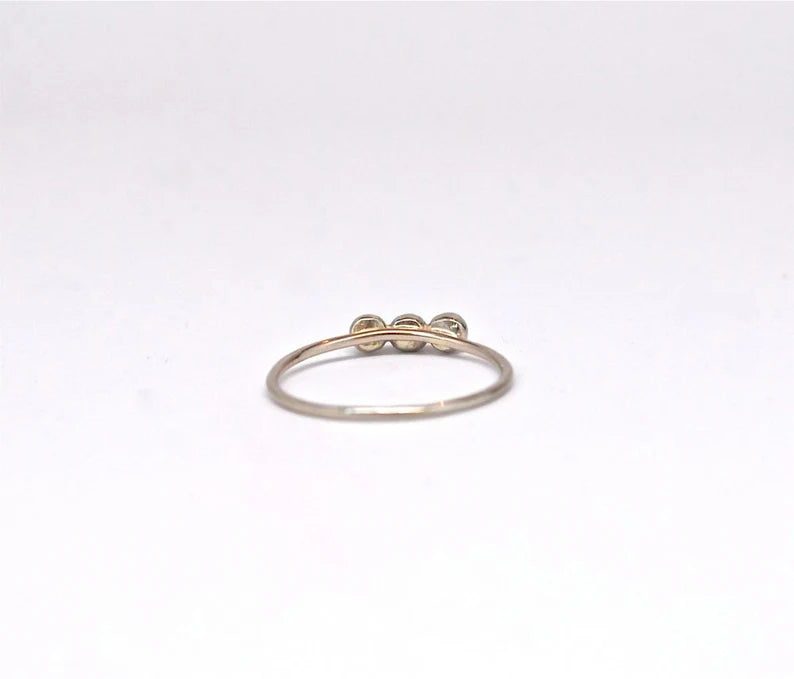 Diamond and Birthstone 14k Gold Pebble Ring Made to Order