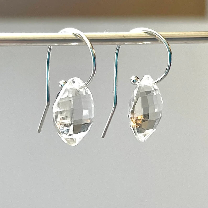 Rock Crystal Quartz Earring - Gemstone Dangle Drop Earring - Rock Candy Earring - Statement Earring - Rock Quartz Recycled Sterling Earrings