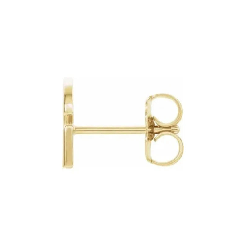 Initial Letter Stud 14k Yellow White Rose Gold Single Stud Earring San Sarif Font Letter Alphabet Minimalist Earring