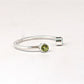 Ring open cuff gemstone ring Mother's Birthstone Ring Gold or Sterling Silver December Blue Zircon August Green Peridot