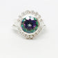 Halo Stack Set Aurora Borealis 3 Ring Halo Set Mystic Topaz Bezel Stack Ring Solitaire Sterling Silver or Gold Wedding Set
