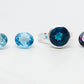 Halo Stack Set Aurora Borealis 3 Ring Halo Set Mystic Topaz Bezel Stack Ring Solitaire Sterling Silver or Gold Wedding Set