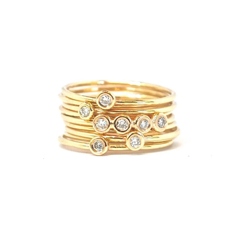 14k Gold Stackable Diamond Ring, Diamond Stack Rings, Graduation gift ...