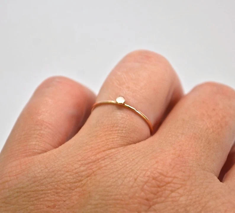 Ring- Gold Stack Ring - Rose Gold Dot Pebble Stack Ring - Stacking Ring - 14k rose white yellow gold - Handmade to Order