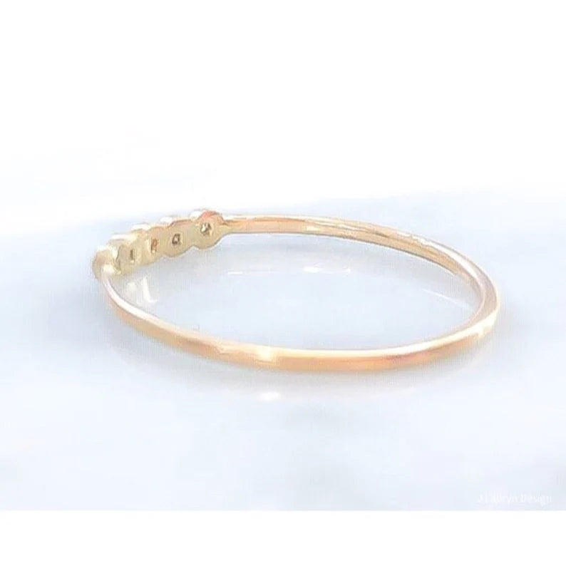 Five Diamond Linear Gold Stack Ring Made to Order in 14k White, Yellow or Rose Gold