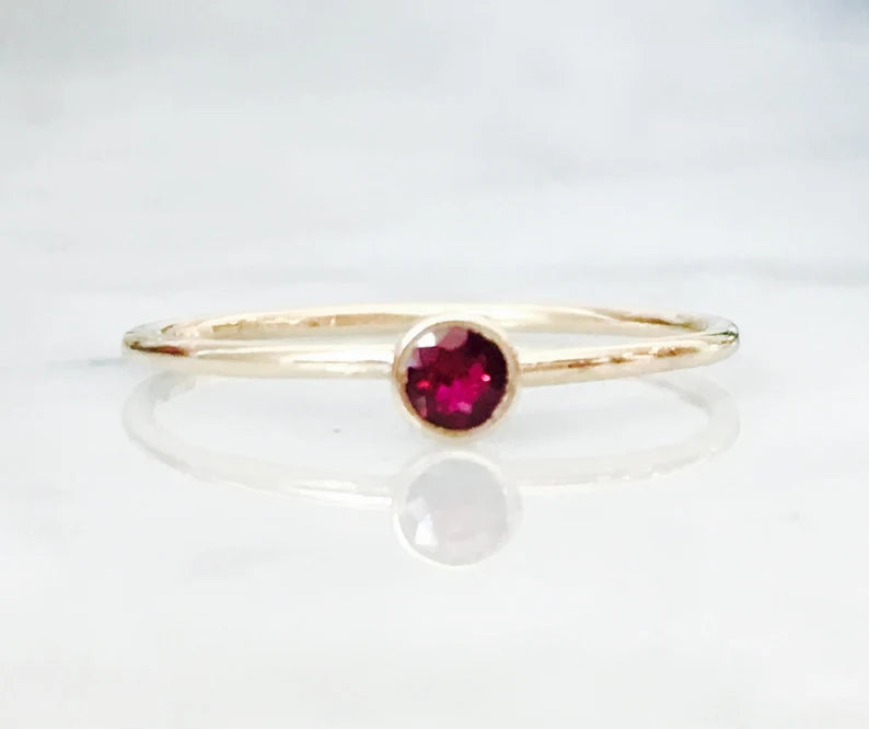 Ruby Ring, Red Ruby Stackable Ring, 14k Solid Yellow Ruby Ring, White Gold Ruby Ring, woman’s ring, gift for her