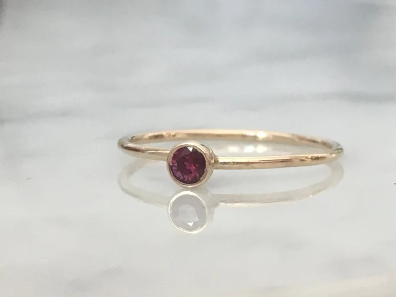 Ruby Ring, Red Ruby Stackable Ring, 14k Solid Yellow Ruby Ring, White Gold Ruby Ring, woman’s ring, gift for her