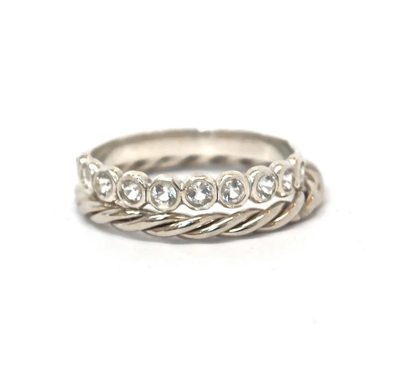 18K White Gold Twist Band - Wedding Ring - Handmade Twist Band - Stacking Ring - Stackable Wedding Ring