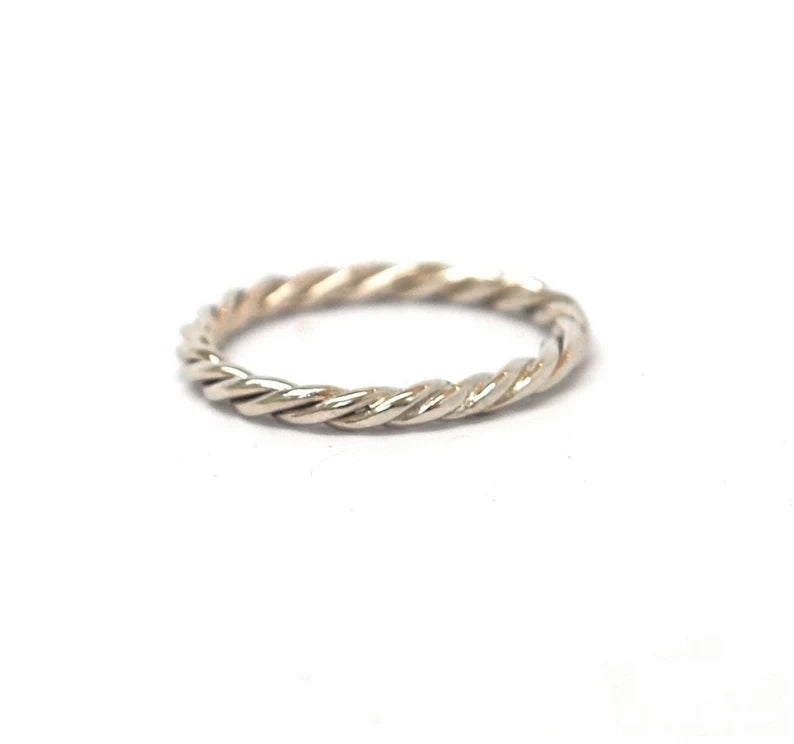 18K White Gold Twist Band - Wedding Ring - Handmade Twist Band - Stacking Ring - Stackable Wedding Ring