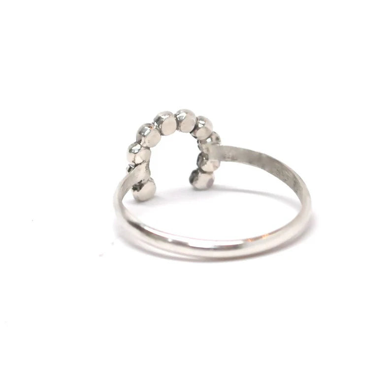 Lucky Ring 925 Sterling Silver Horseshoe Equestrian Bubble Ring Sterling Silver or 14k White, Rose or Yellow Gold Lucky 10