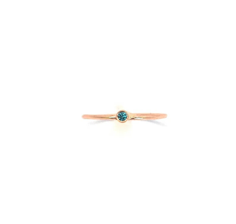 Blue Diamond 14k Rose Gold Stacking Ring -Wedding Ring - Engagement Ring - Diamond Promise Ring - 14kt White, Rose or Yellow Gold Ring