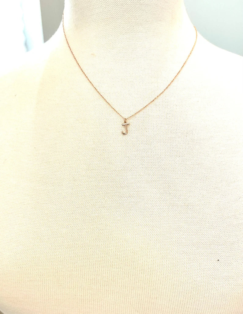 14k or 10k gold tiny initial charm pendant custom children's initial charm necklace minimalist layering necklace