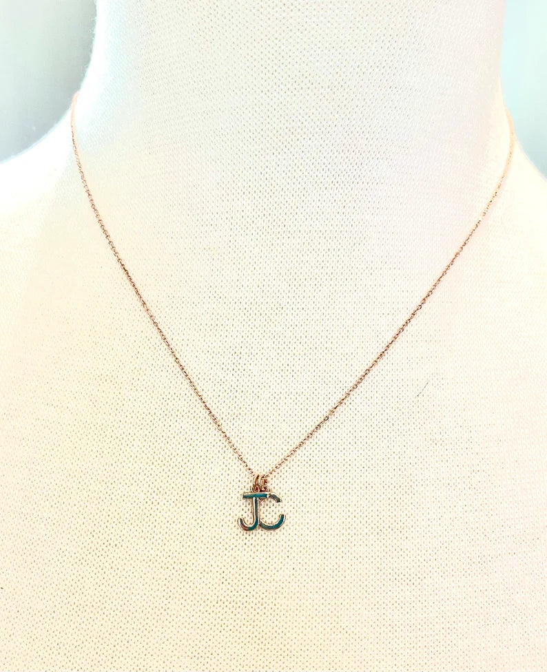 14k or 10k gold tiny initial charm pendant custom children's initial charm necklace minimalist layering necklace