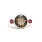 Huge Smoky Quartz and Rhodolite Garnet Silver Ring Multi Gemstone Ring