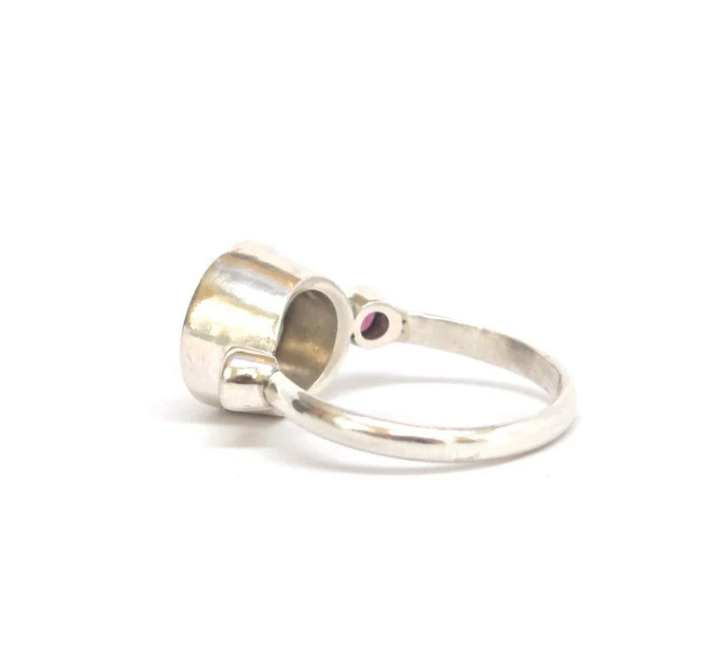 Huge Smoky Quartz and Rhodolite Garnet Silver Ring Multi Gemstone Ring