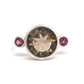 Huge Smoky Quartz and Rhodolite Garnet Silver Ring Multi Gemstone Ring
