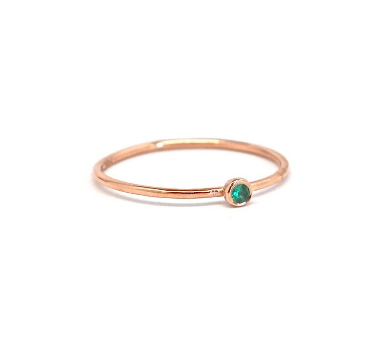 Emerald Green Emerald 14K SOLID Rose Gold Stacking Ring Made to Order May Birthstone