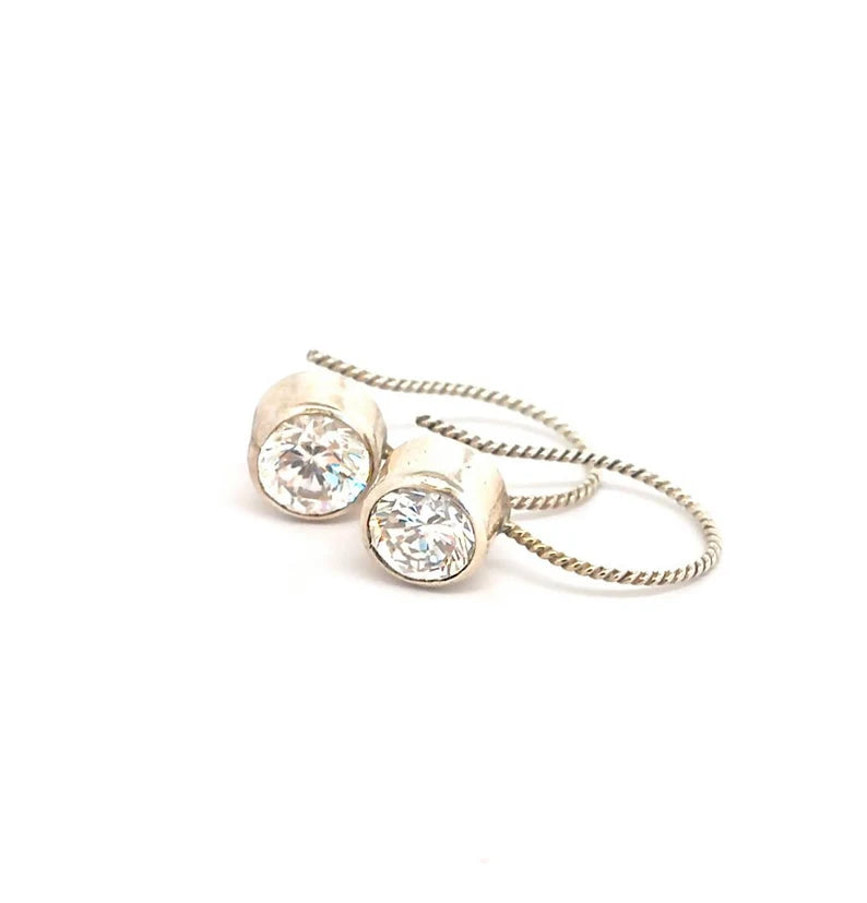 14kt Gold 8mm CZ Earring (Rose and White Gold)