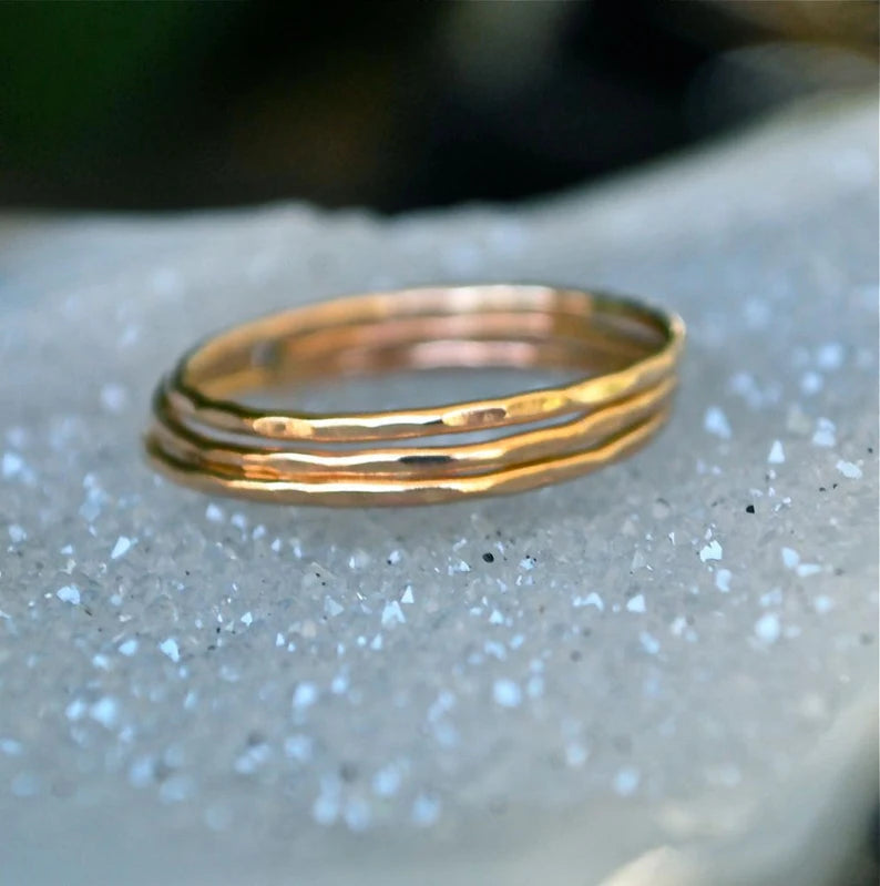 Yellow Gold Stack Rings The Skinny Stack set of 6