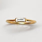 Gold and Baguette Diamond Ring White Sapphire Stacking Ring Engagement Ring Diamond Promise Ring April September Birthstones