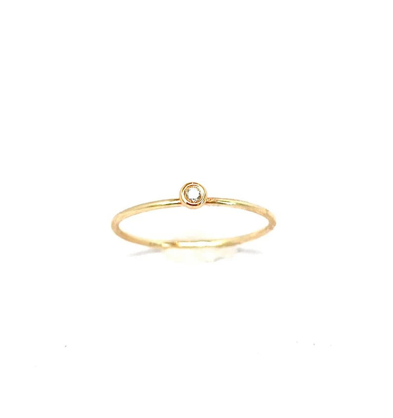 Thin Gold Diamond Ring Stack Ring Diamond Pinky Ring Tiny Diamond Stack Ring in 14k Gold-Promise Ring-Engagement Ring-Birthstone Stack Ring